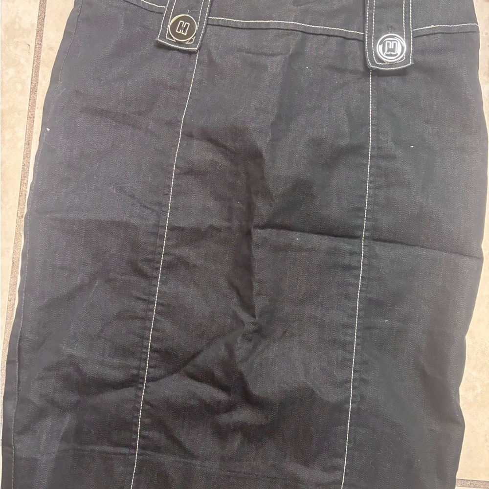 Black Skirt with Button Accents